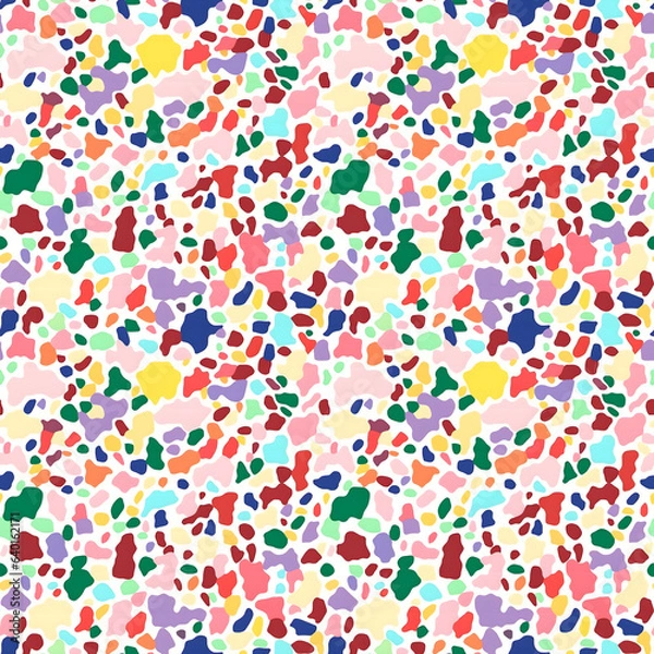 Fototapeta ビビットカラーのテラゾ柄のシームレス背景イラスト　