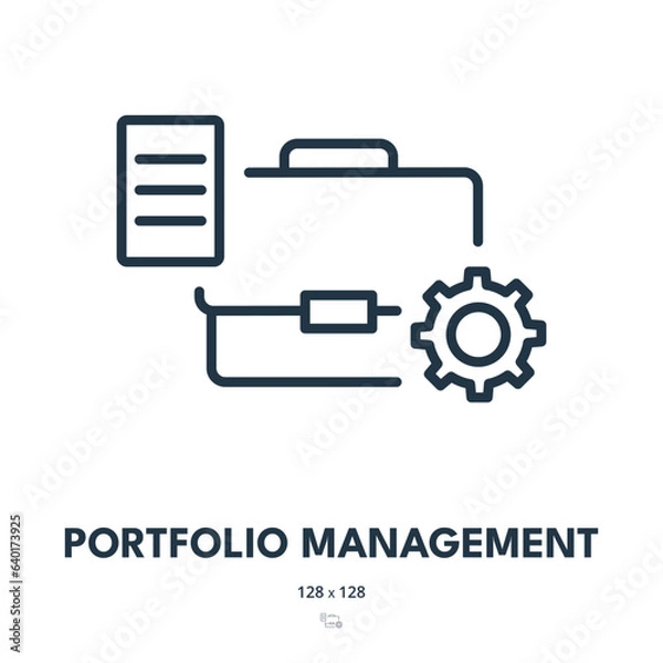 Fototapeta Portfolio Management Icon. Investment, Asset, Stock. Editable Stroke. Simple Vector Icon