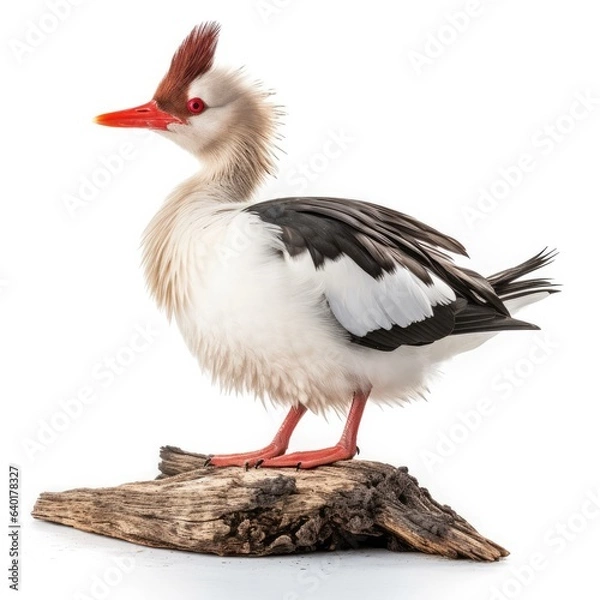 Fototapeta Common merganser bird isolated on white