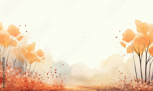 Fototapeta vector watercolor autumn leaves, trees background