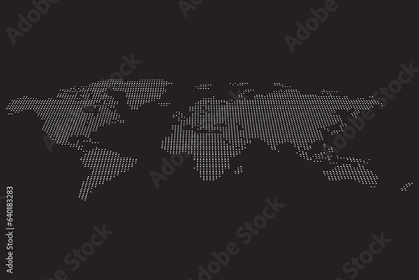 Fototapeta Dotted World Map illustration in perspective view on dark isolated background