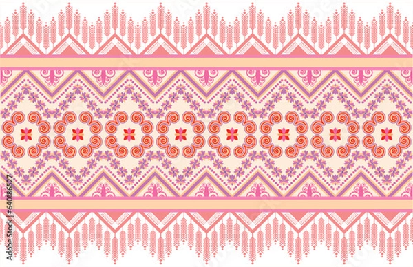Fototapeta Tribal pattern Geometric ethnic oriental seamless pattern traditional Design for background,carpet,wallpaper,clothing,wrapping,Batik,fabric,Vector illustration.embroidery style.