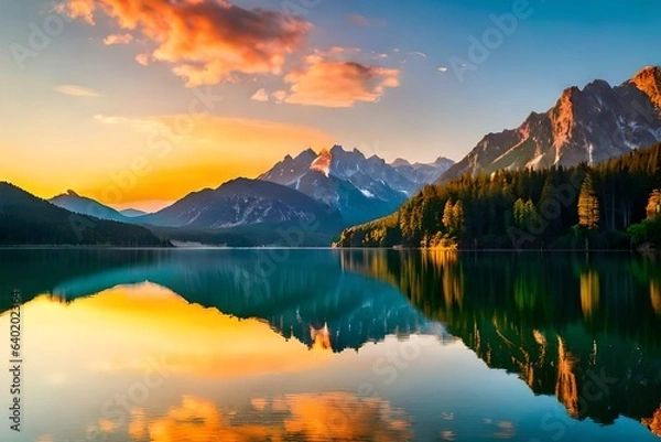 Obraz sunset in the mountains