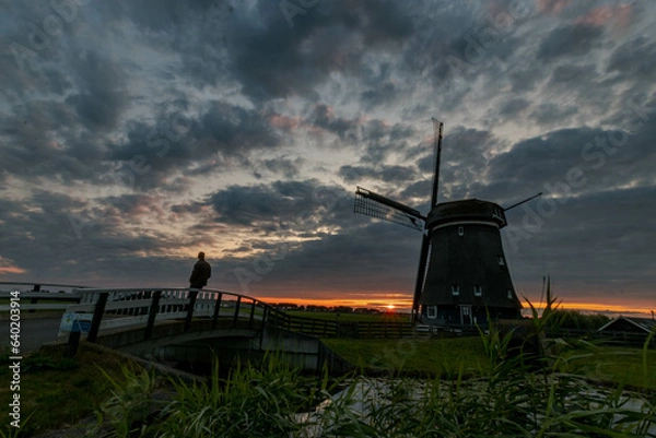Obraz dutch windmill at sunset