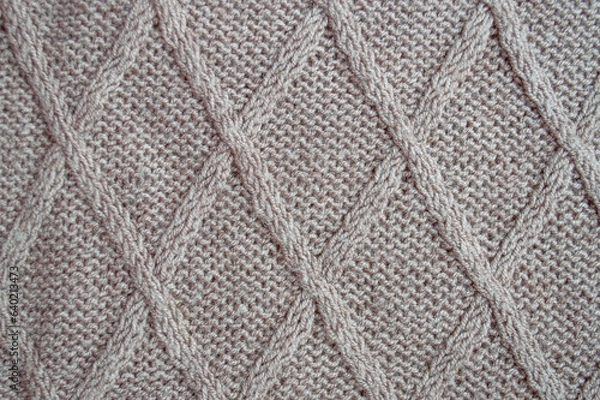 Obraz Organic knitting background with macro wool threads.