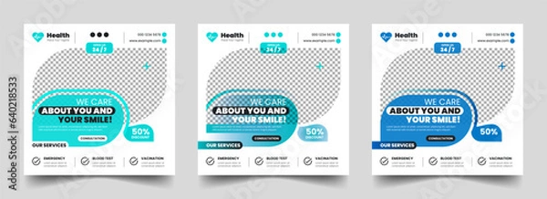 Fototapeta Medical social media post Layout | Healthcare service poster design | Editable vector