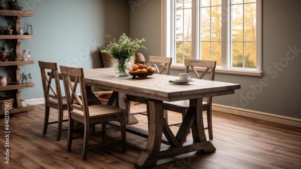 Fototapeta Classic dining room in rustic and contemporary style
