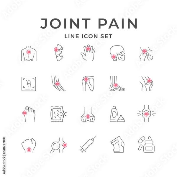 Obraz Set line icons of joint pain