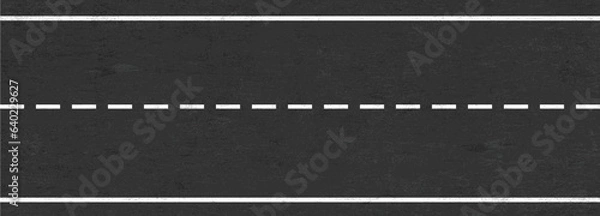 Obraz Empty highway asphalt road texture, Ariel View Road, Empty highway black asphalt road with dividing lines, Top view, Vector Illustration