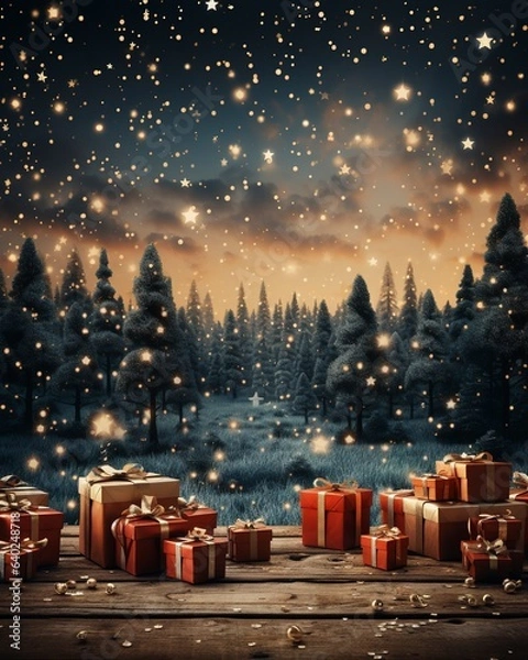 Fototapeta winter night landscape