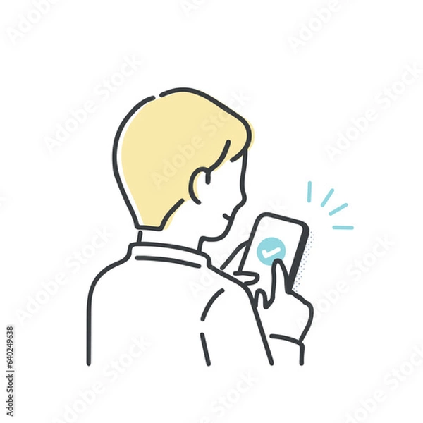 Obraz スマホを操作する若い男性