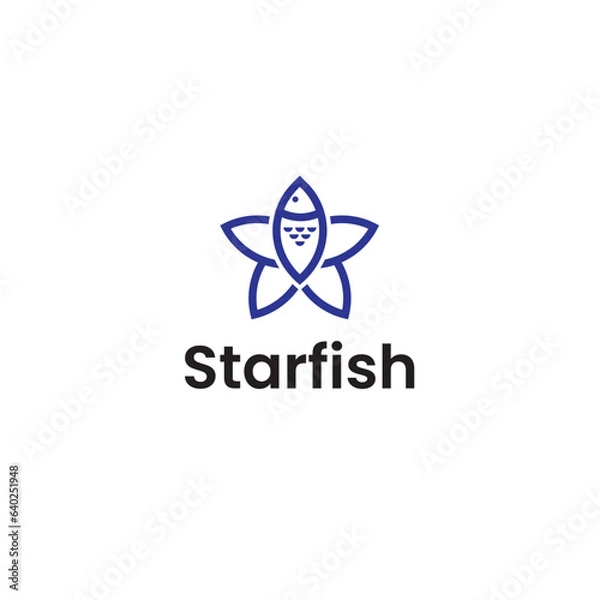 Fototapeta Starfish logo icon, logo design template vector, and fully editable