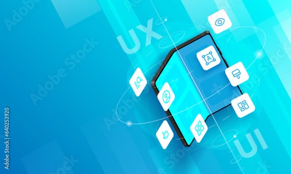 Fototapeta Isometric foldable smartphone. Toolkit UI UX scene generator.