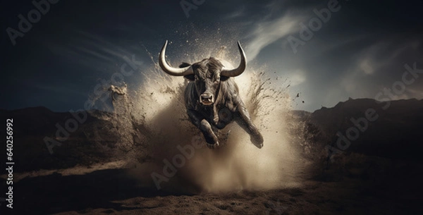 Obraz Wild Bull Bucking a Bucket HD Wallpaper