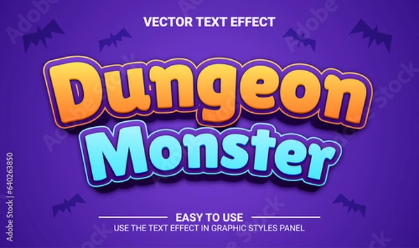 Fototapeta 3d dungeon monster editable text effect