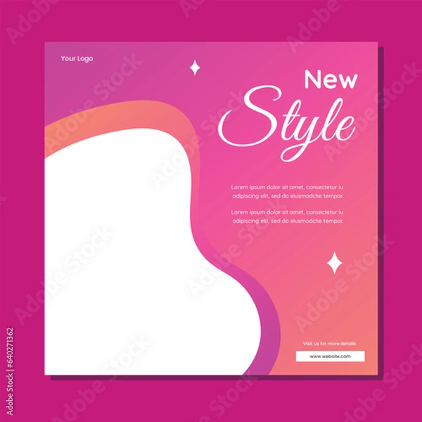Obraz Editable minimal square banner template. Suitable for social media post and web internet ads. Vector illustration with photo college