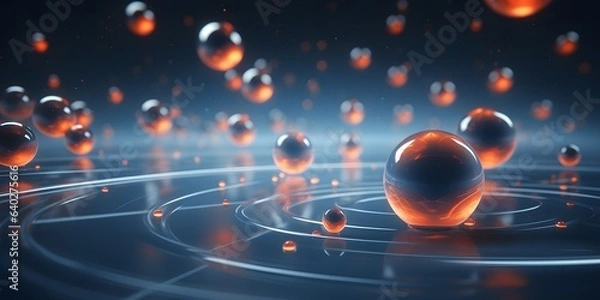 Fototapeta Floating spheres 3d rendering empty space for product show