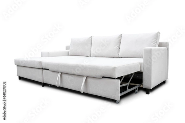 Fototapeta White large sofa on white background