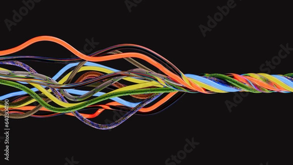 Fototapeta Cable flow technology and communication connection