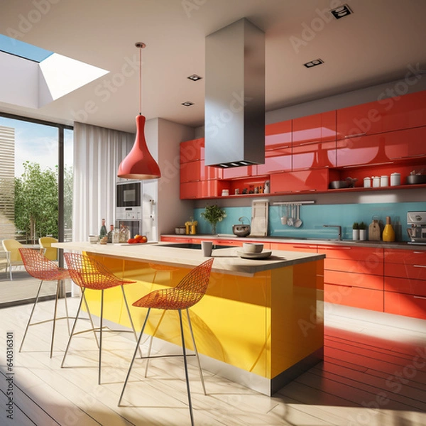 Obraz Vibrant and playful kitchen design