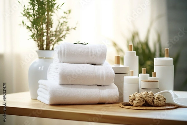 Obraz Spa still life, relaxation and self-care concept. Generative AI