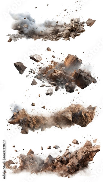 Obraz flying debris with dust Isolated on transparent background