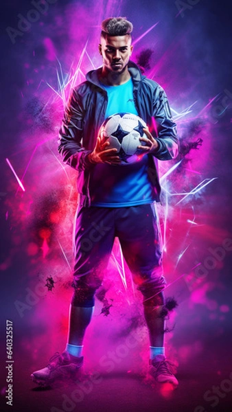Obraz Soccer Player on a digital background