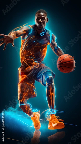 Obraz Basketball Player on a digital background