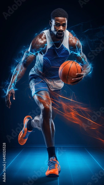 Obraz Basketball Player on a digital background