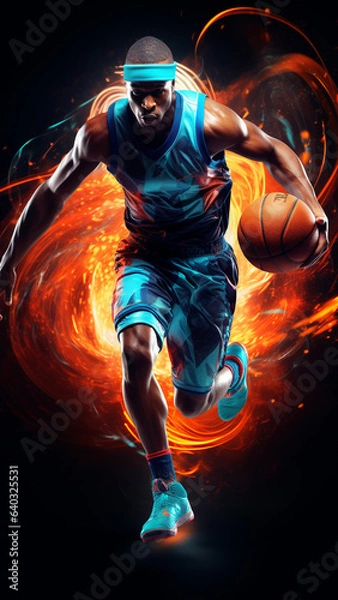 Obraz Basketball Player on a digital background