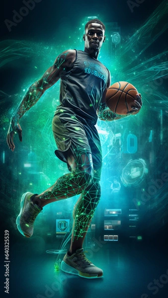 Obraz Basketball Player on a digital background