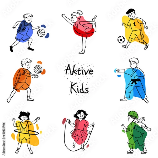 Fototapeta Aktive kids vector set