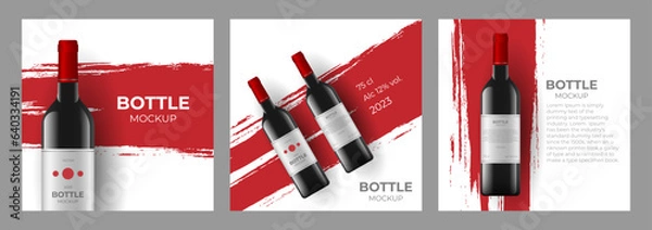 Fototapeta Wine banner modern e-commerce template. Vector mockup of wine list and menu design