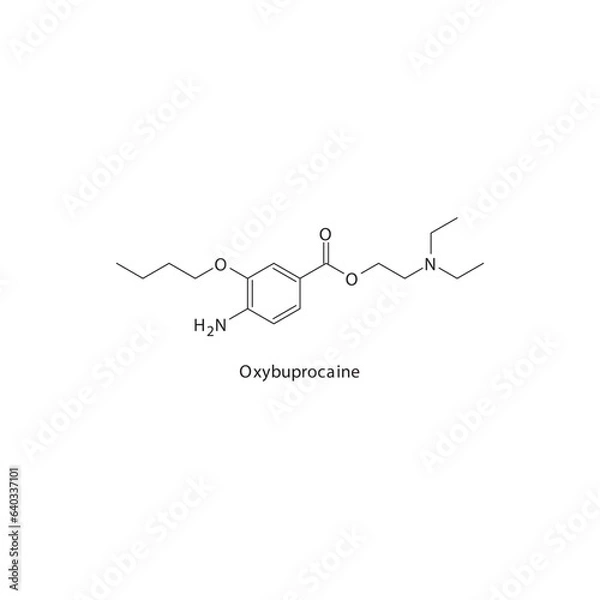 Fototapeta Oxybuprocaine flat skeletal molecular structure Local Anesthetic  drug used in local anasthesia, pain treatment. Vector illustration.