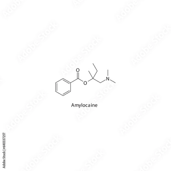 Fototapeta Amylocaine flat skeletal molecular structure Local Anesthetic  drug used in local anasthesia, pain treatment. Vector illustration.