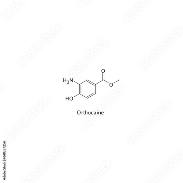 Fototapeta Orthocaine  flat skeletal molecular structure Local Anesthetic  drug used in local anasthesia, pain treatment. Vector illustration.