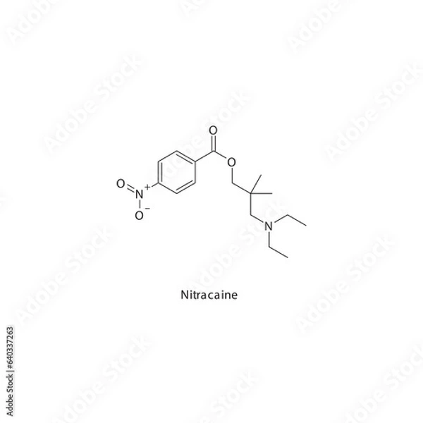 Fototapeta Nitracaine  flat skeletal molecular structure Local Anesthetic  drug used in local anasthesia, pain treatment. Vector illustration.