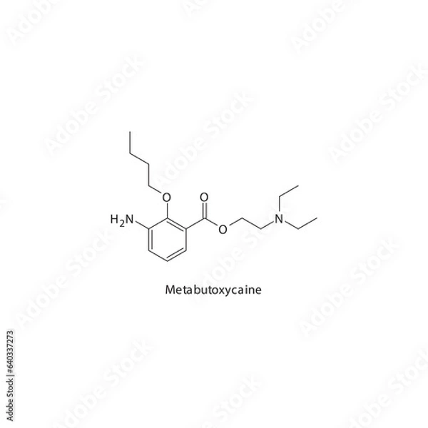 Fototapeta Metabutoxycaine flat skeletal molecular structure Local Anesthetic  drug used in local anasthesia, pain treatment. Vector illustration.