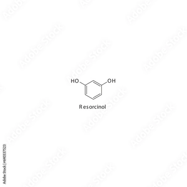 Fototapeta Resorcinol  flat skeletal molecular structure Keratolytic agent drug used in Acne treatment. Vector illustration.