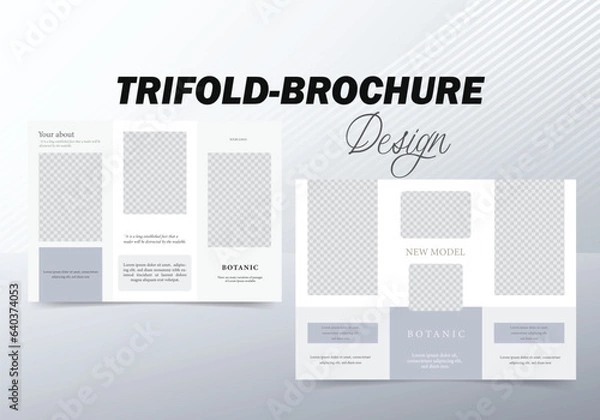 Fototapeta Minimal trifold brochure design layout. Simple design with white color.
