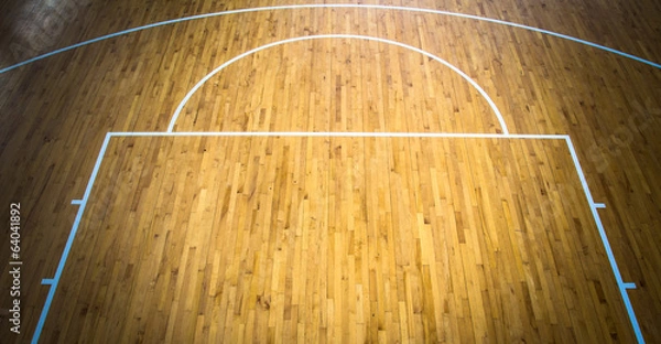 Fototapeta boisko do koszykówki z podłogą drewnianą
