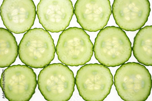 Fototapeta Cucumber slices, backlit