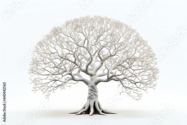 Obraz Tree with branches, on white background. Generative AI