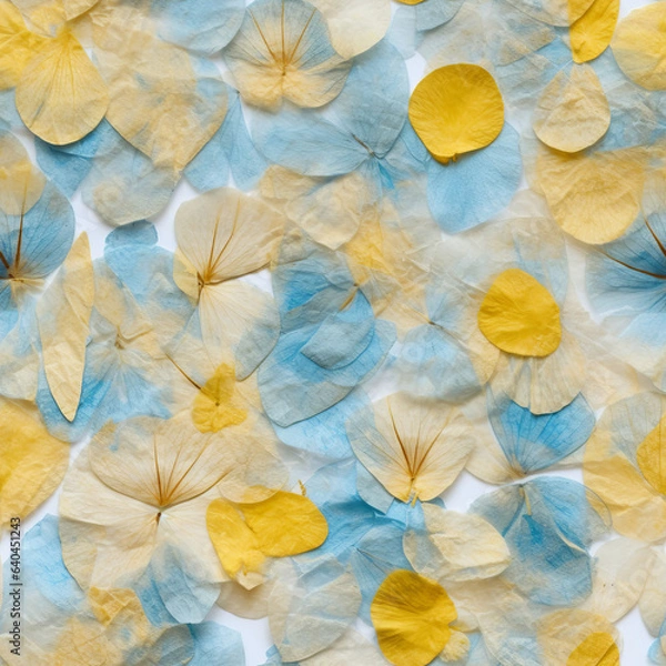 Fototapeta Blue and Yellow Pressed Flower Seamless Patterns