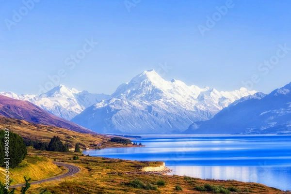 Fototapeta NZ Mt Cook Lake Postcard