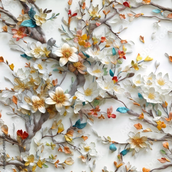 Fototapeta 3D Flowers Seamless Tiling Patterns