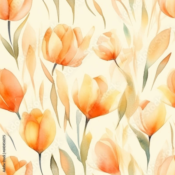 Obraz Watercolor Tulip Seamless Tiling Patterns