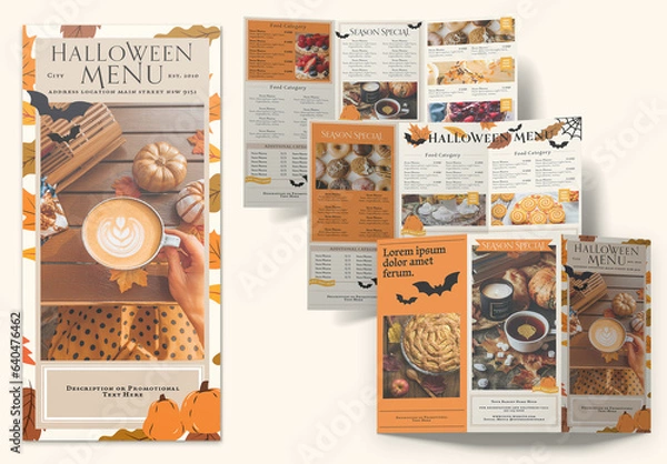 Obraz Trifold Halloween Coffee Shop Menu Layout