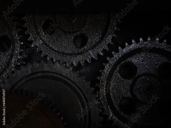 Obraz Closeup of Greasy Gears, machine industrial