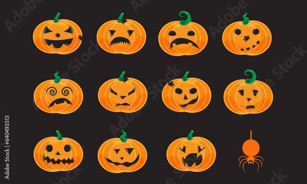 Obraz Set pumpkin on white background. Orange pumpkin